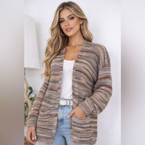 American Eagle Striped Chunky Knit Open Cardigan – Size Small